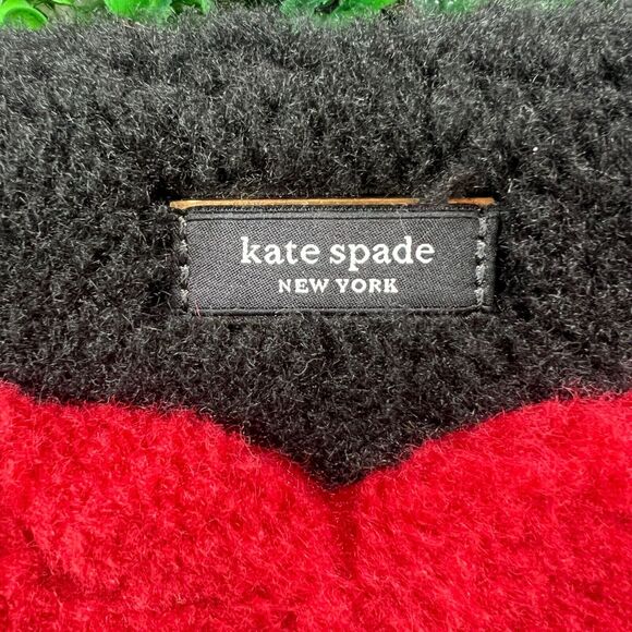 Kate Spade Sam Icon Intarsia Heart Faux Shearling Small Tote Pre-owned Excellent - Picture 5 of 12